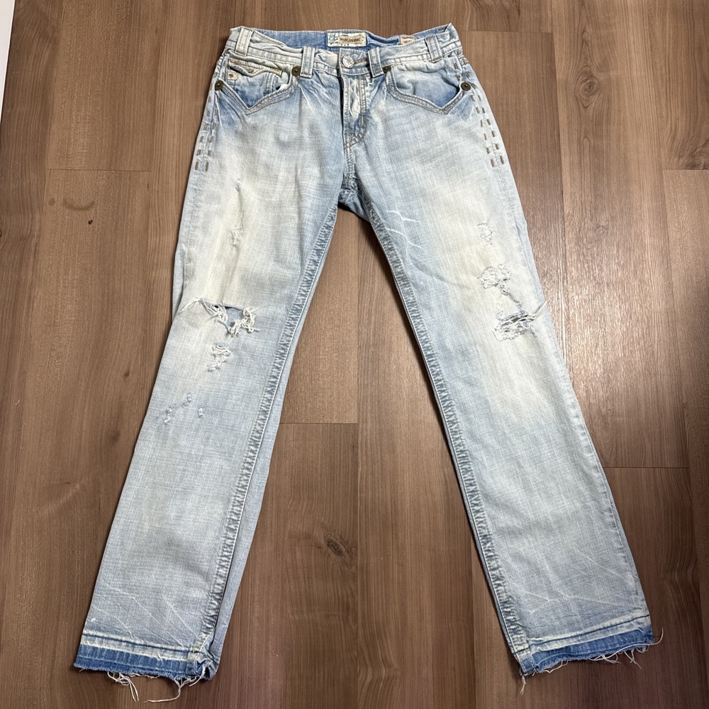 MEK DNM Size Jeans Mens 33x34 Blue Greenville Straight Leg Button Fly Distressed